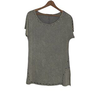 T-Party Medium Mineral Wash Studded Embellished Stretch Knit Shirt‎ Top USA Made
